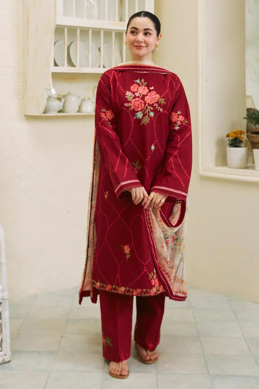 Embroidered Luxury Lawn Unstitched 3Pc | 1001