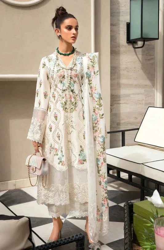 Embroidered Luxury Lawn Chikan Kari Unstitched 3Pc | 1021
