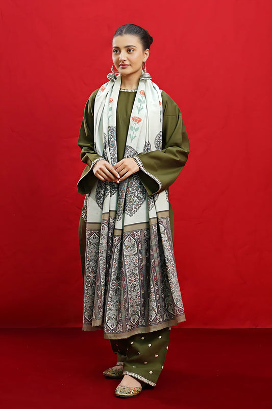 Embroidered Luxury Lawn Unstitched 3Pc | 1068