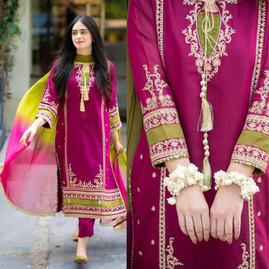 Embroidered Luxury Lawn Unstitched 3Pc | 1059