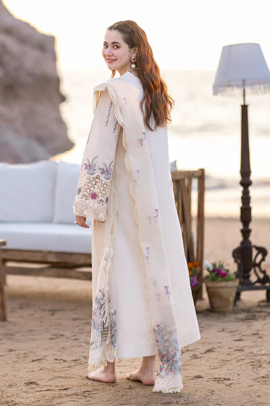 QALAMKAR - 3PC LAWN EMBROIDERED SHIRT WITH ORGANZA CUTWORK EMBROIDERED DUPATTA AND TROUSER | 1054