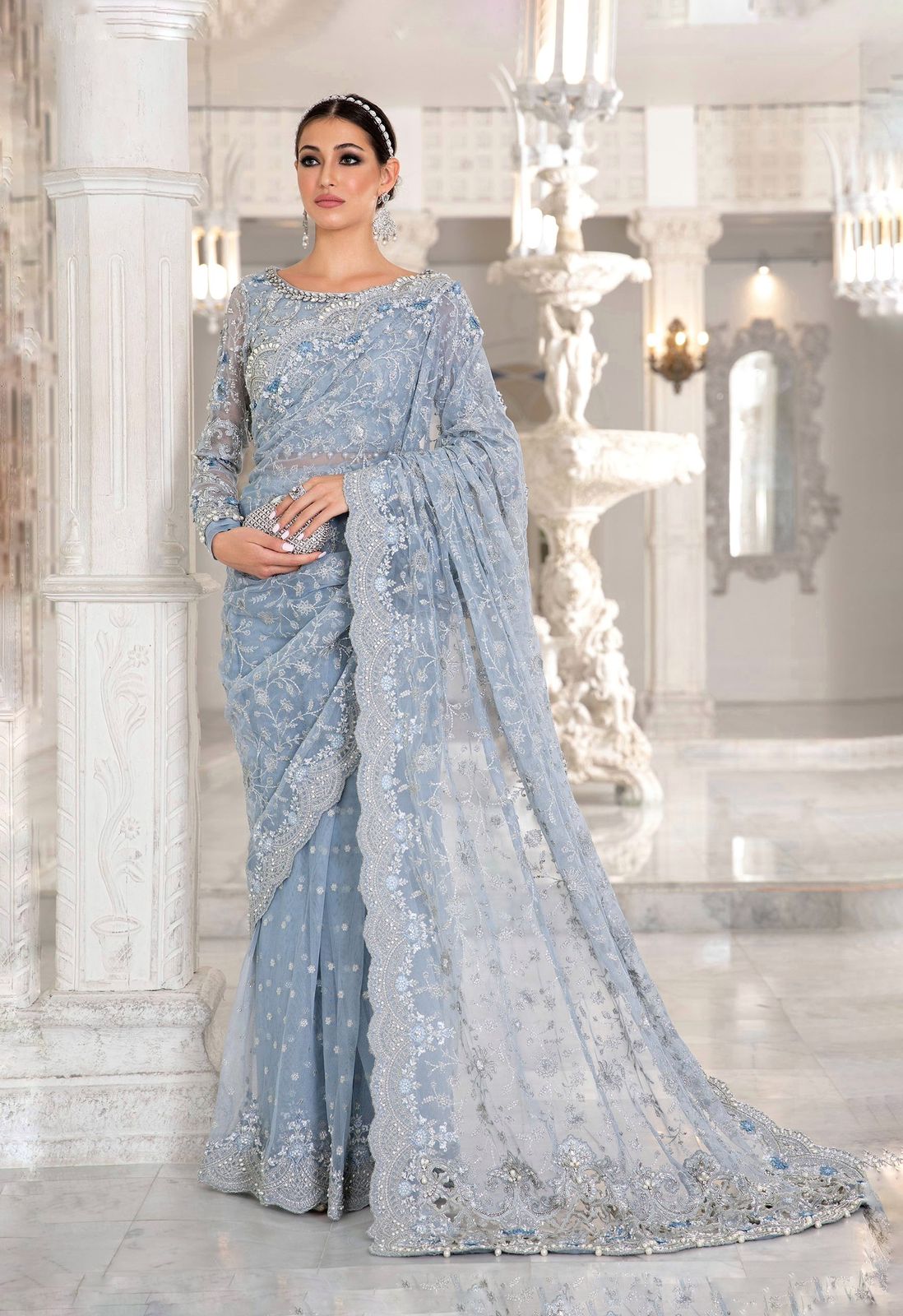 maria b. Pakistani designer sarees  net collection