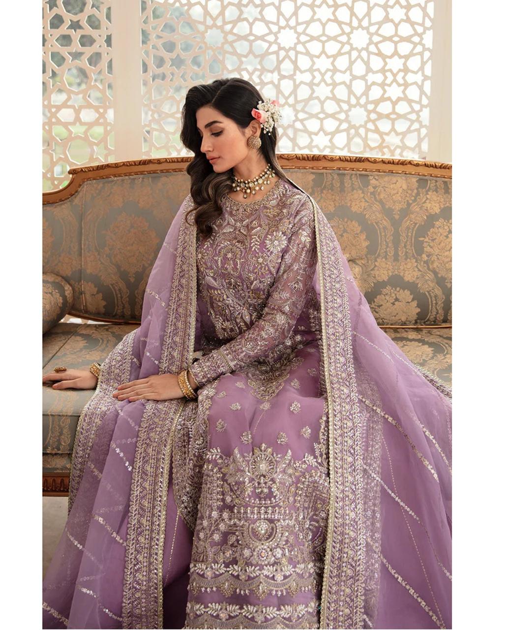 SAFFANA SOFT ORGANZA HEAVILY EMBROIDERY  DRESS 3 PIECE 2353