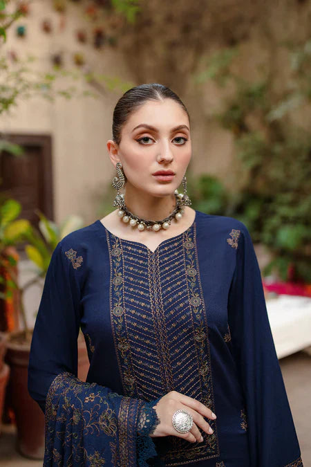 WOOL MEREENA  3PC UNSTICHED DRESS EMBROIDERED SHAWL-ZSJ5036