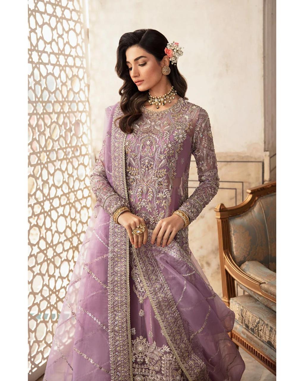 SAFFANA SOFT ORGANZA HEAVILY EMBROIDERY  DRESS 3 PIECE 2353