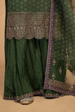 Maria b Green embroidered organza fabric online three piece suit by aizah store