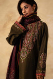FULLY EMBROIDERED 3PC DHANAK DRESS WITH PRINTED DHANAK SHAWL-ZSJ558