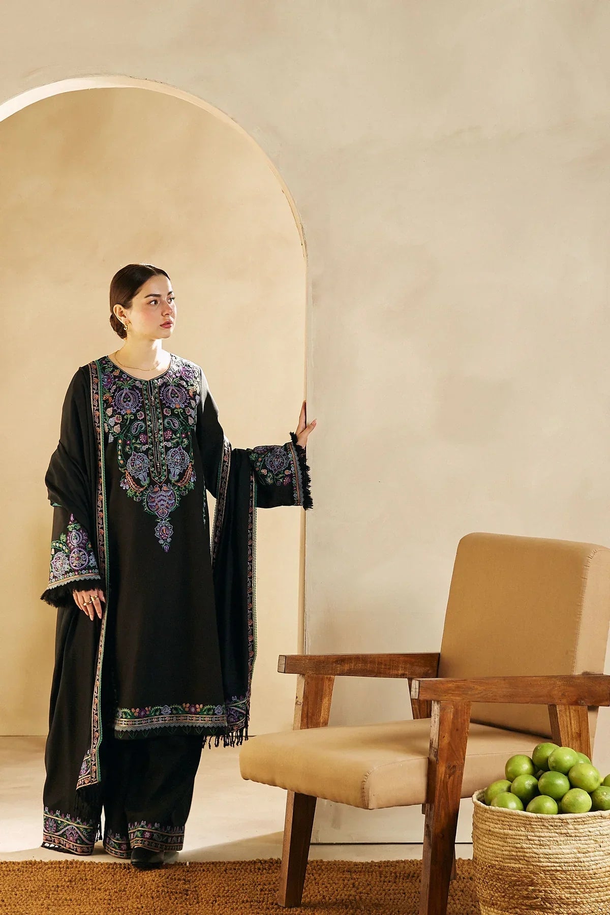 WOOL MAREENA 3PC EMBROIDERED DRESS D-338