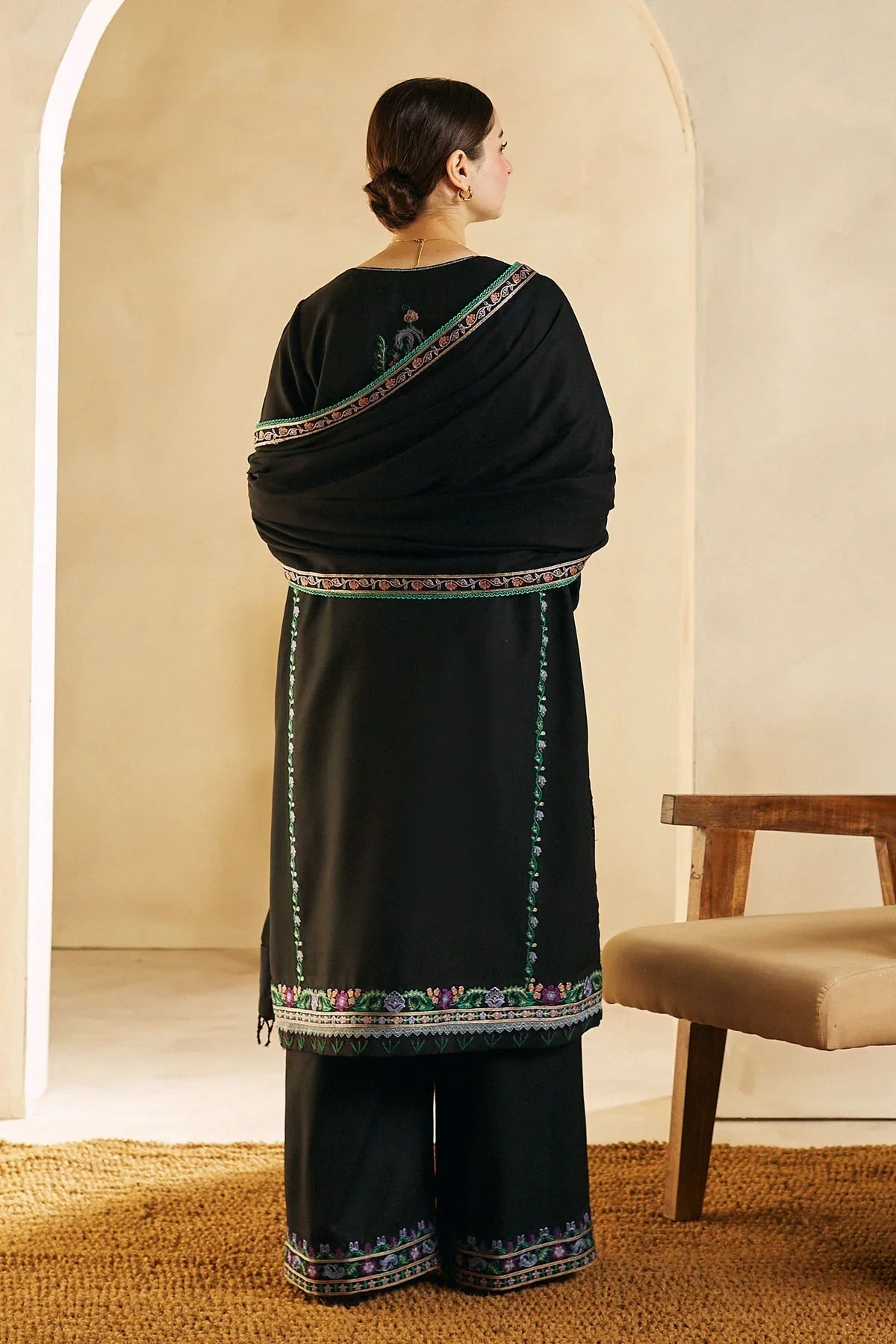 WOOL MAREENA 3PC EMBROIDERED DRESS D-338