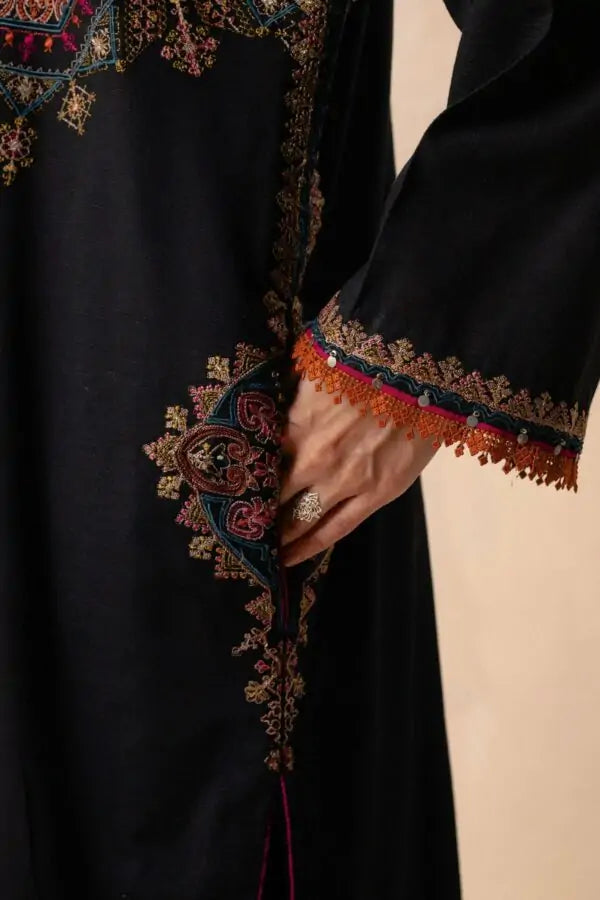 FULLY EMBROIDERED 3PC DHANAK DRESS WITH PRINTED DHANAK SHAWL-ZSJ5040