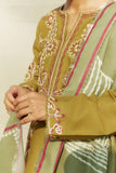 EMBROIDERED 3PC KHADDAR DRESS WITH PRINTED KHADDAR SHAWL-ZSJ5092