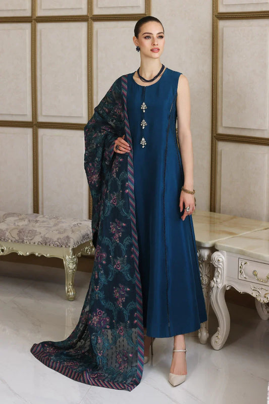 WOOL MEREENA  3PC UNSTICHED DRESS EMBROIDERED SHAWL- KPR 013